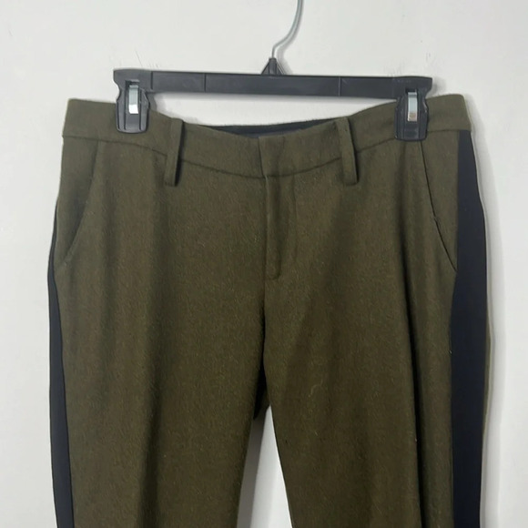 Laveer Green Wool Side Stripe Trousers - Picture 2 of 6